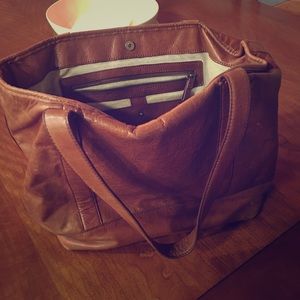 Brown leather tote